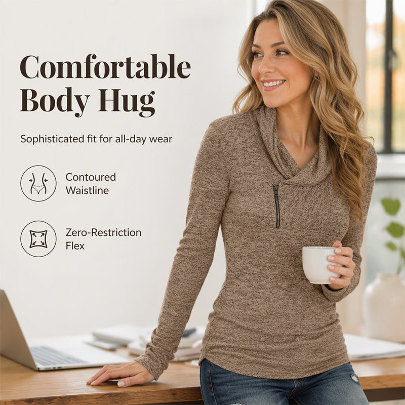 📣📣50%Rabatt!!!🎉✨Sweatshirt mit Schalkragen & Reißverschluss