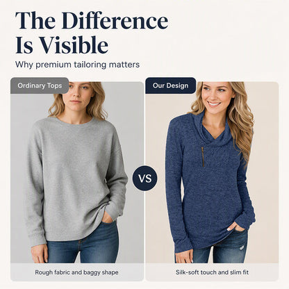 📣📣50%Rabatt!!!🎉✨Sweatshirt mit Schalkragen & Reißverschluss