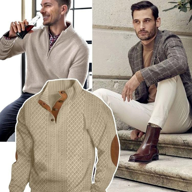 📢📢50%Rabatt!!!🎉✨Lässiger Pullover mit langen Ärmeln und Ellbogenpatches für Herren