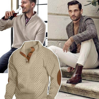 📢📢50%Rabatt!!!🎉✨Lässiger Pullover mit langen Ärmeln und Ellbogenpatches für Herren