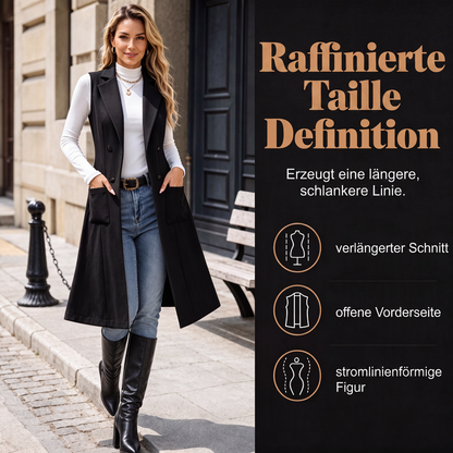 📢📢50%Rabatt!!!🎉✨Schicke, ärmellose Longjacke für Damen mit offenem Vorderteil