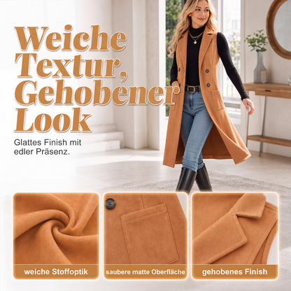 📢📢50%Rabatt!!!🎉✨Schicke, ärmellose Longjacke für Damen mit offenem Vorderteil