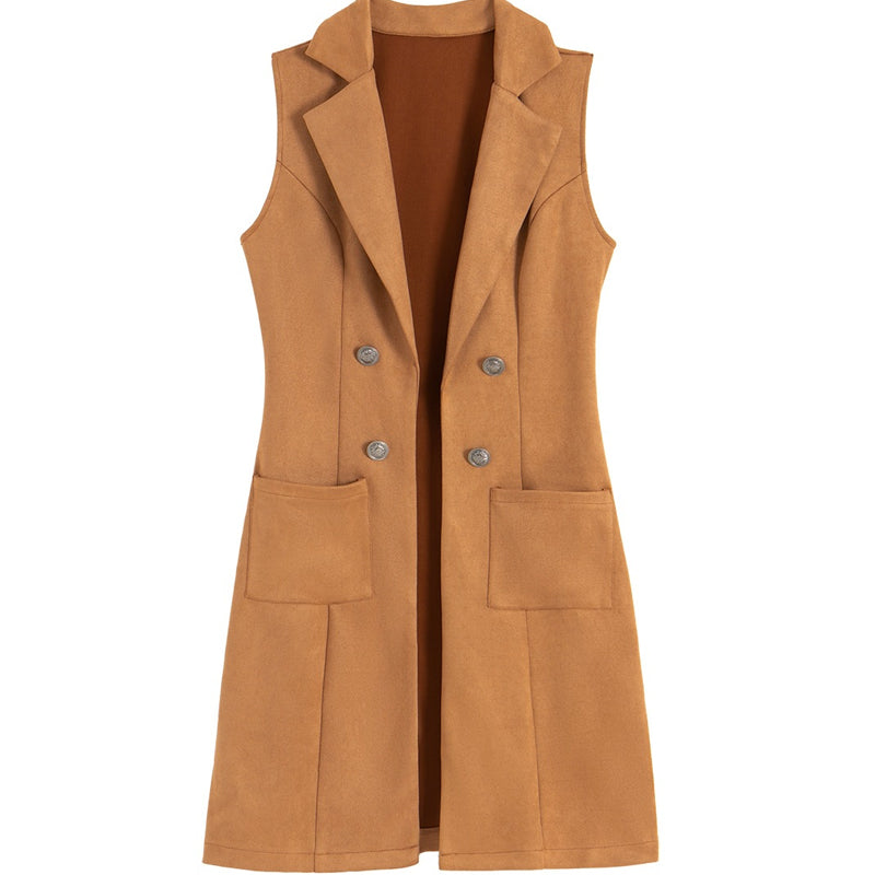 📢📢50%Rabatt!!!🎉✨Schicke, ärmellose Longjacke für Damen mit offenem Vorderteil
