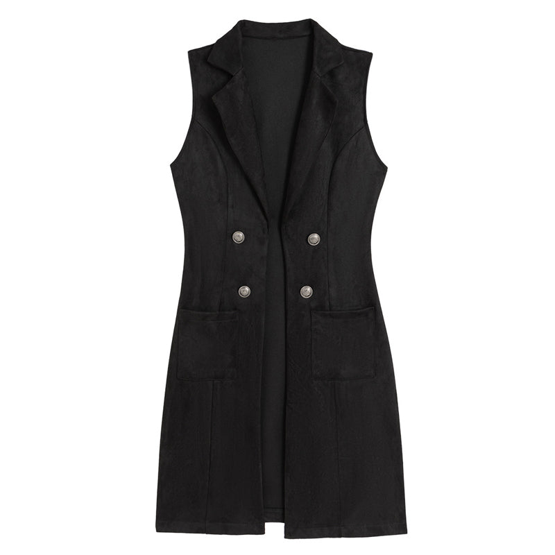 📢📢50%Rabatt!!!🎉✨Schicke, ärmellose Longjacke für Damen mit offenem Vorderteil