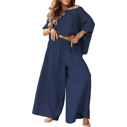 📢📢50%Rabatt!!!🎉✨Damen-Off-Shoulder-Oberteil & Weite-Hosen-Set