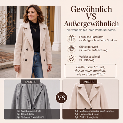 📢📢50%Rabatt!!!🎉✨Damen Wollmantel mit Zweireiherknopfleiste