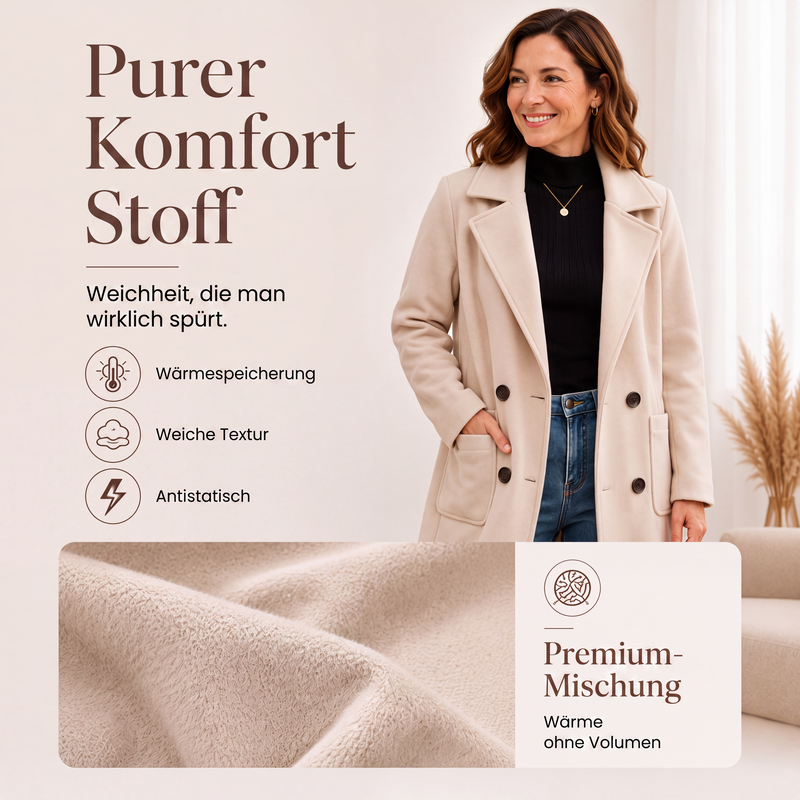 📢📢50%Rabatt!!!🎉✨Damen Wollmantel mit Zweireiherknopfleiste