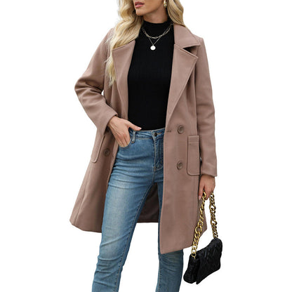 📢📢50%Rabatt!!!🎉✨Damen Wollmantel mit Zweireiherknopfleiste