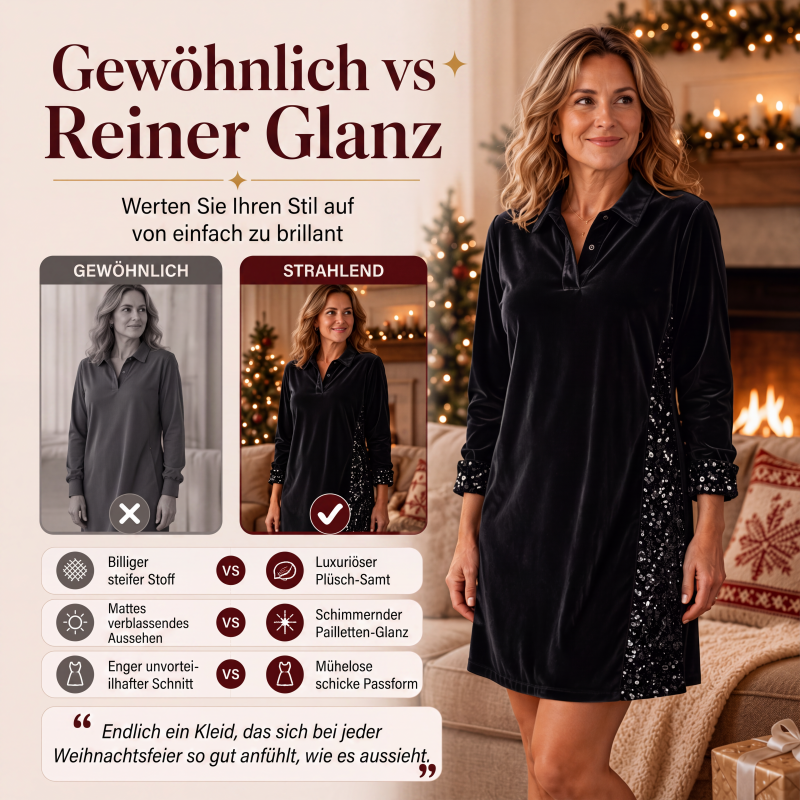 📢📢50%Rabatt!!!🎉✨Festliches Pailletten-Patchwork-Kleid für Damen
