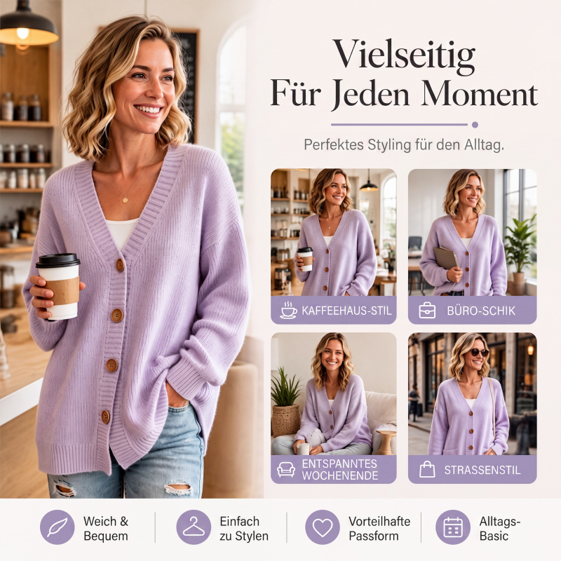 📢📢50%Rabatt!!!🎉✨Damen V-Ausschnitt Oversized-Strickcardigan
