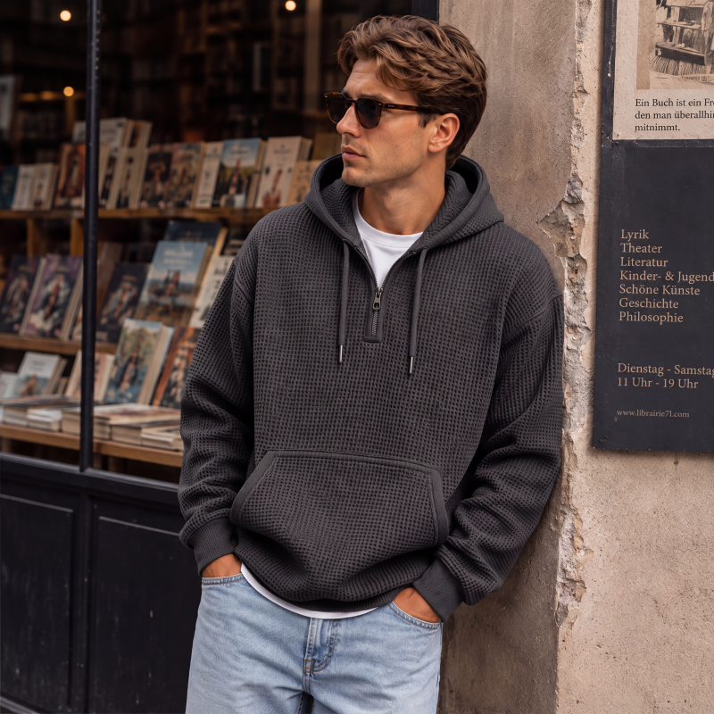 📢📢50%Rabatt!!!🎉✨Gestricktes Quarter-Zip-Hoodie-Sweatshirt für Herren