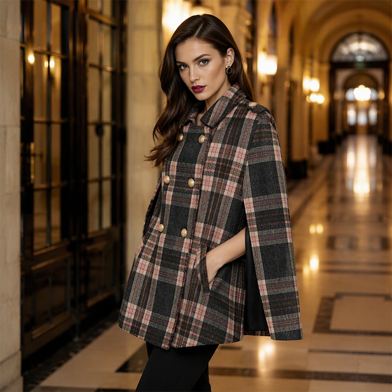 📢📢50%Rabatt!!!🎉✨Damen-Cape-Mantel im Vintage-Karomuster