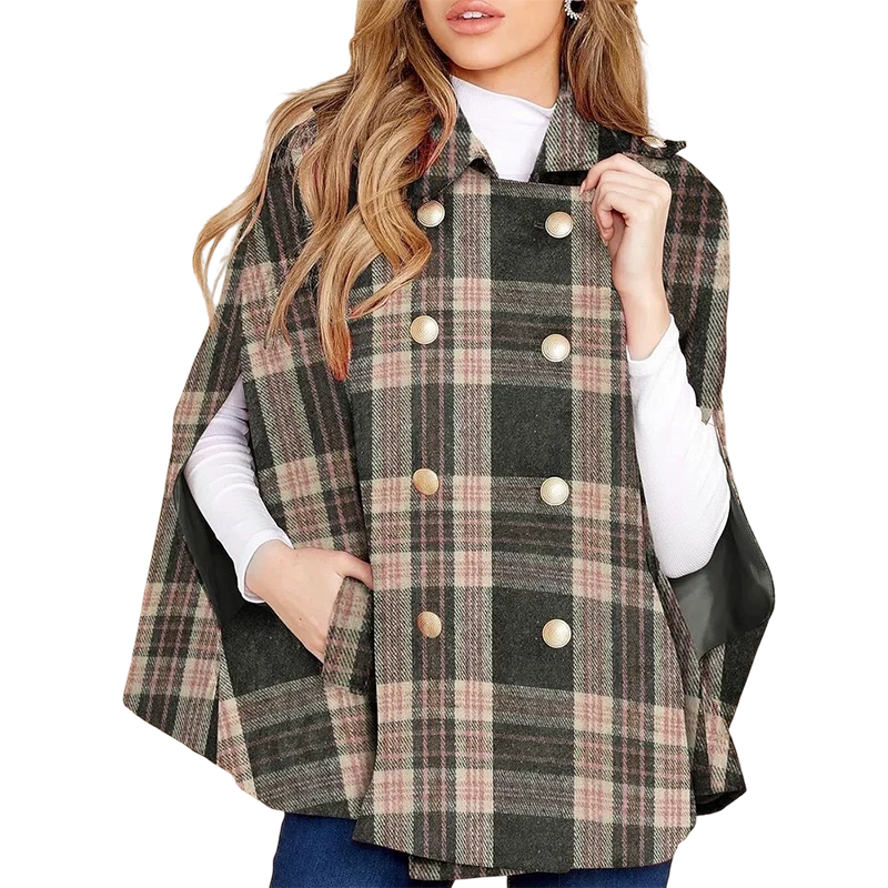 📢📢50%Rabatt!!!🎉✨Damen-Cape-Mantel im Vintage-Karomuster