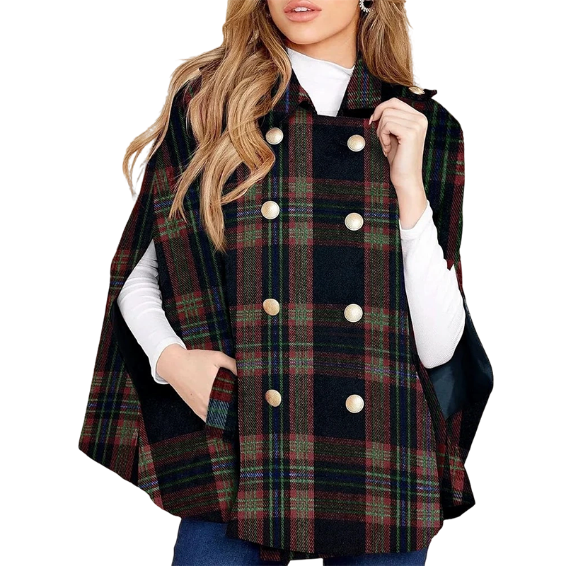 📢📢50%Rabatt!!!🎉✨Damen-Cape-Mantel im Vintage-Karomuster