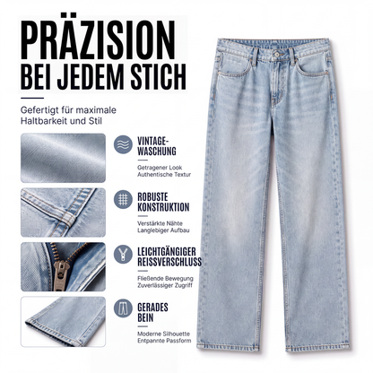 📣📣50%Rabatt!!!🎉✨Curved-Leg-Jeans im Vintage-Look – Leichter Denim, bequemer Sitz & zeitloses Design – Ideal für Frühling, Herbst & entspannte Stunden