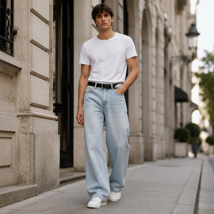 📣📣50%Rabatt!!!🎉✨Curved-Leg-Jeans im Vintage-Look – Leichter Denim, bequemer Sitz & zeitloses Design – Ideal für Frühling, Herbst & entspannte Stunden