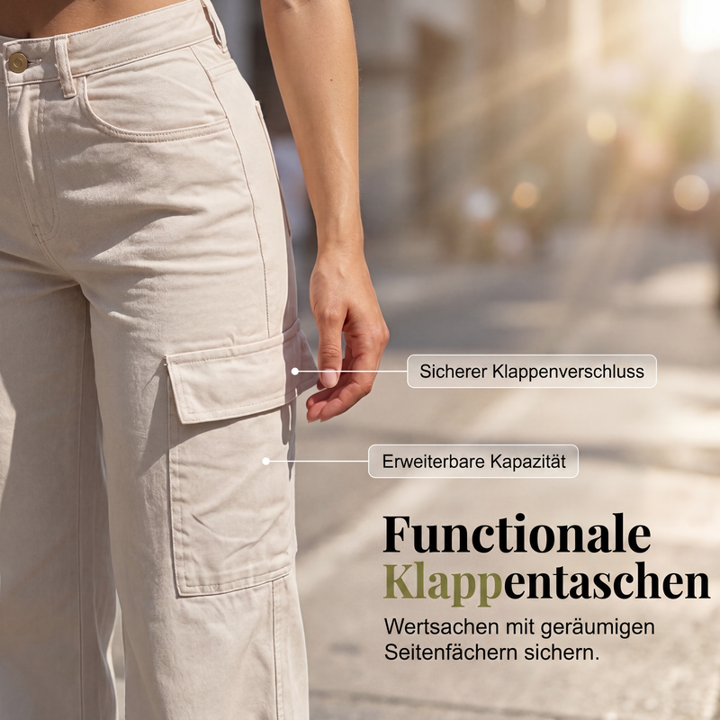 📢📢50%Rabatt!!!🎉✨Hoch sitzende Cargohosen mit weitem Bein für Damen