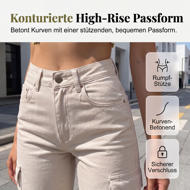 📢📢50%Rabatt!!!🎉✨Hoch sitzende Cargohosen mit weitem Bein für Damen