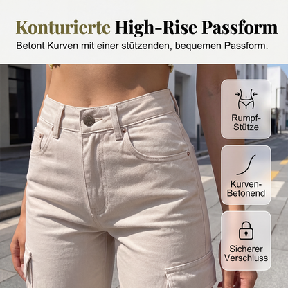 📢📢50%Rabatt!!!🎉✨Hoch sitzende Cargohosen mit weitem Bein für Damen
