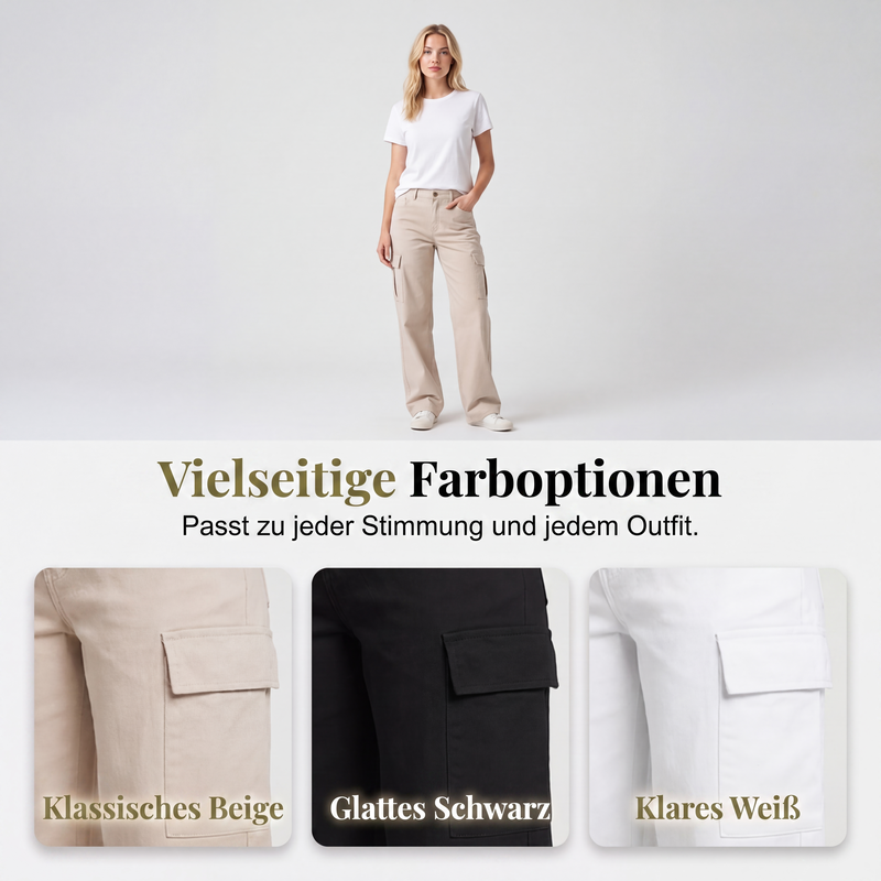 📢📢50%Rabatt!!!🎉✨Hoch sitzende Cargohosen mit weitem Bein für Damen