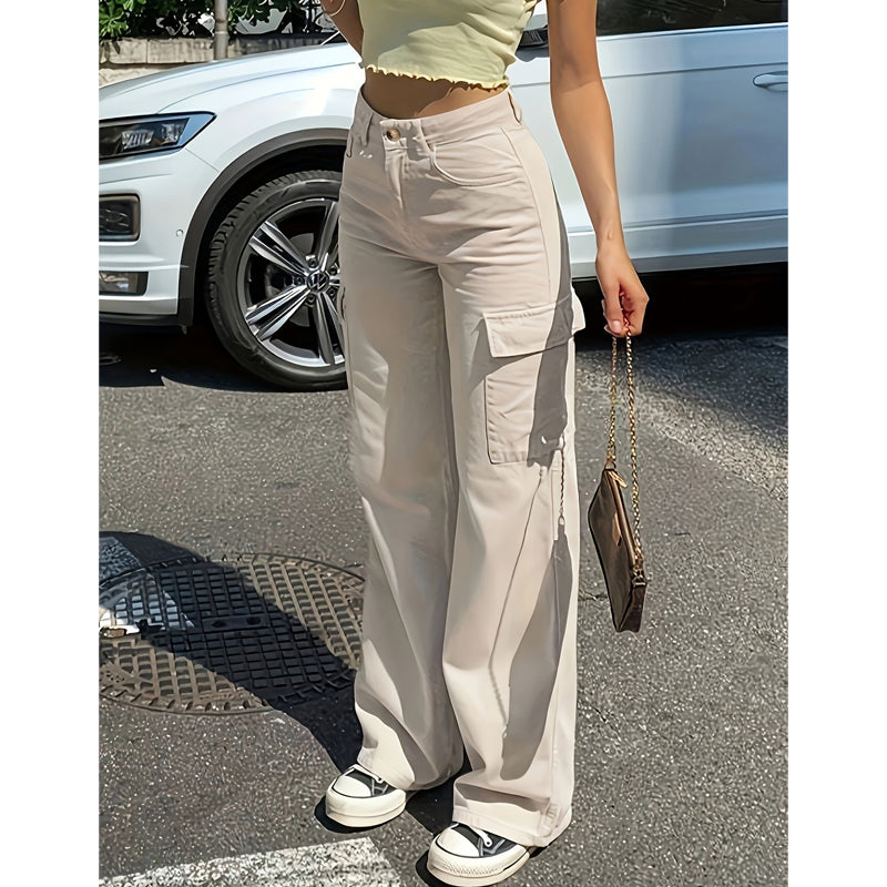 📢📢50%Rabatt!!!🎉✨Hoch sitzende Cargohosen mit weitem Bein für Damen