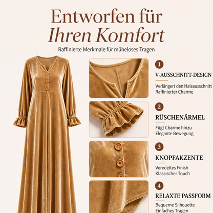 Elegantes Samt-Maxikleid für Damen mit Rüschenärmeln