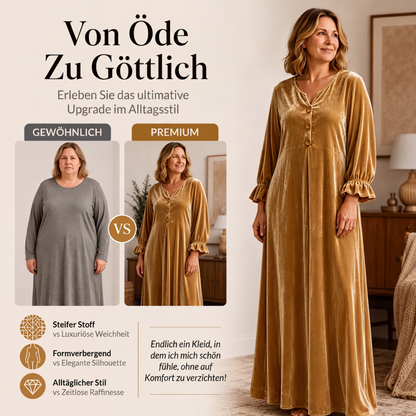 Elegantes Samt-Maxikleid für Damen mit Rüschenärmeln