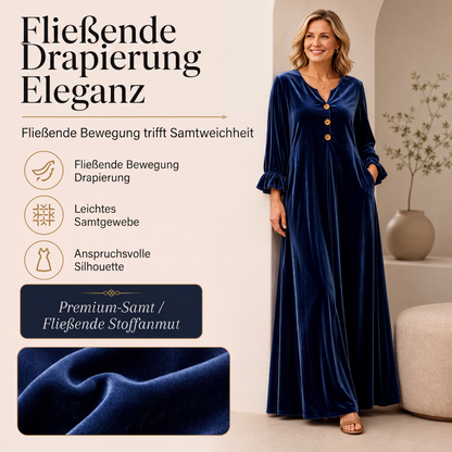 Elegantes Samt-Maxikleid für Damen mit Rüschenärmeln