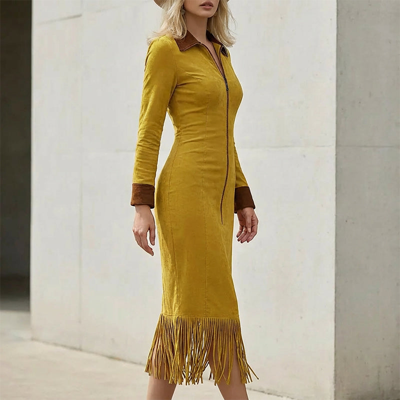 🌸 Boho-Midikleid mit Fransen – Figurschmeichelnder Schnitt, atmungsaktives Material & immer passend – Ein Must-have für deine Garderobe