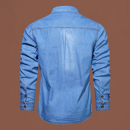 👔 50 % RABATT – Herren Denim-Hemd aus Baumwollmischung mit Brusttaschen | Klassischer Style trifft auf täglichen Komfort ✨