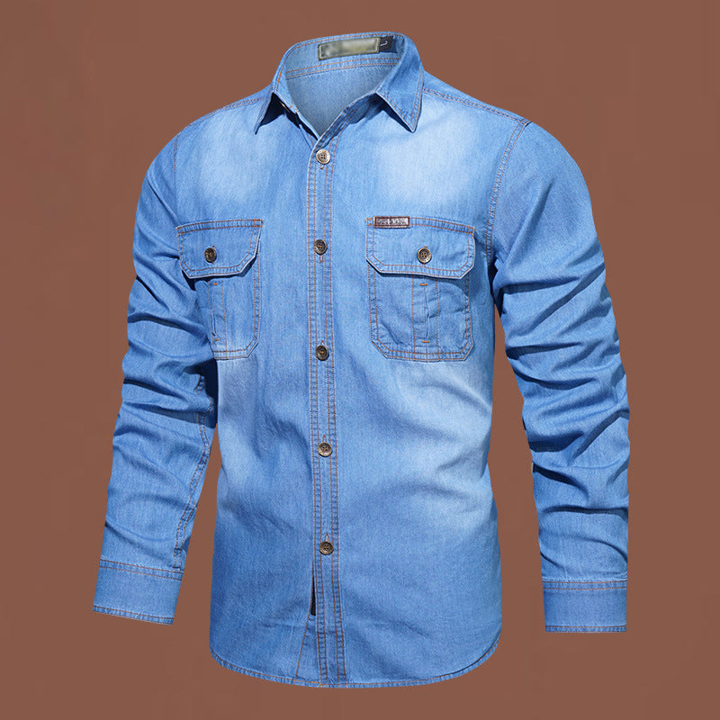 👔 50 % RABATT – Herren Denim-Hemd aus Baumwollmischung mit Brusttaschen | Klassischer Style trifft auf täglichen Komfort ✨