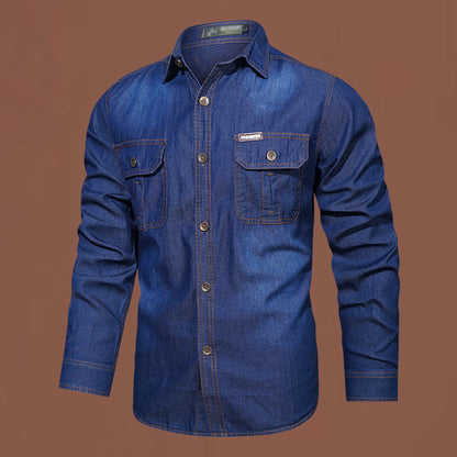 👔 50 % RABATT – Herren Denim-Hemd aus Baumwollmischung mit Brusttaschen | Klassischer Style trifft auf täglichen Komfort ✨