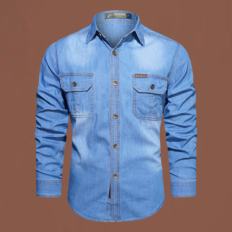 👔 50 % RABATT – Herren Denim-Hemd aus Baumwollmischung mit Brusttaschen | Klassischer Style trifft auf täglichen Komfort ✨