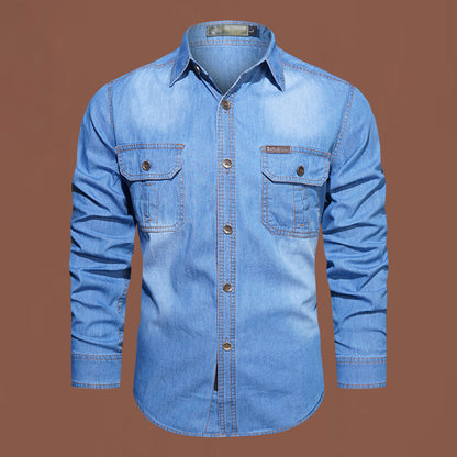 👔 50 % RABATT – Herren Denim-Hemd aus Baumwollmischung mit Brusttaschen | Klassischer Style trifft auf täglichen Komfort ✨