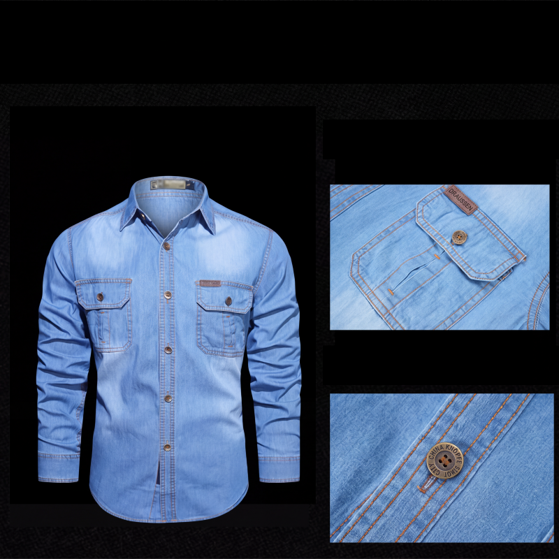 👔 50 % RABATT – Herren Denim-Hemd aus Baumwollmischung mit Brusttaschen | Klassischer Style trifft auf täglichen Komfort ✨
