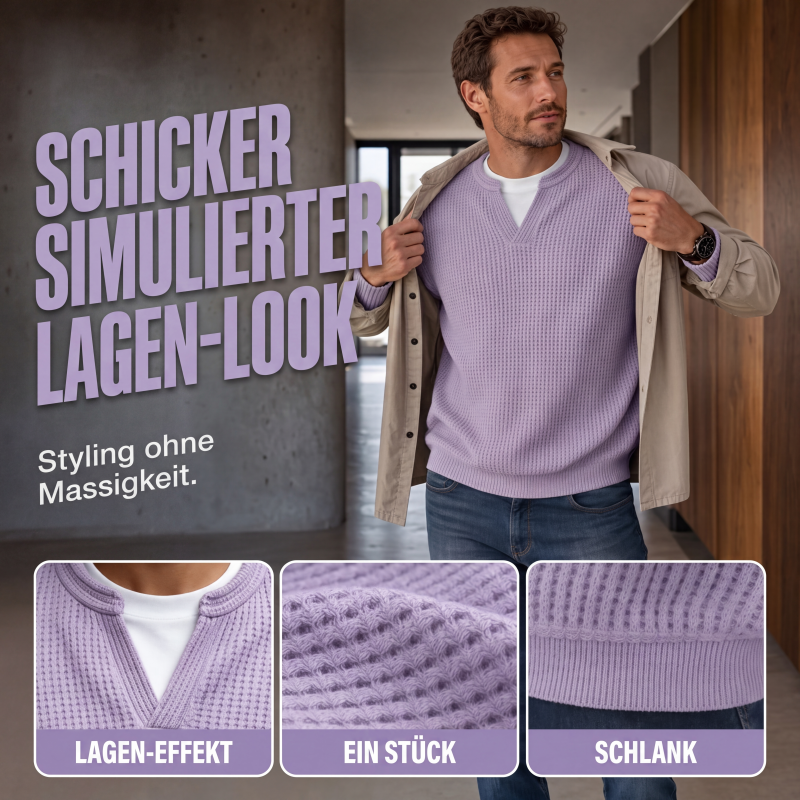 ✨ 50 % RABATT – Damen Waffel-T-Shirt im Layer-Look | Bequemer Alltagsstil mit eleganter Struktur 👚