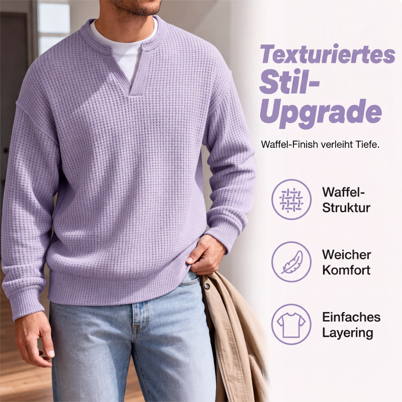 ✨ 50 % RABATT – Damen Waffel-T-Shirt im Layer-Look | Bequemer Alltagsstil mit eleganter Struktur 👚