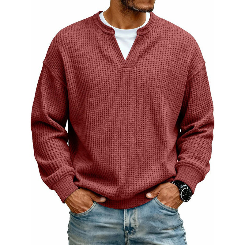 ✨ 50 % RABATT – Herren Waffel-T-Shirt im Layer-Look | Bequemer Alltagsstil mit eleganter Struktur 👚