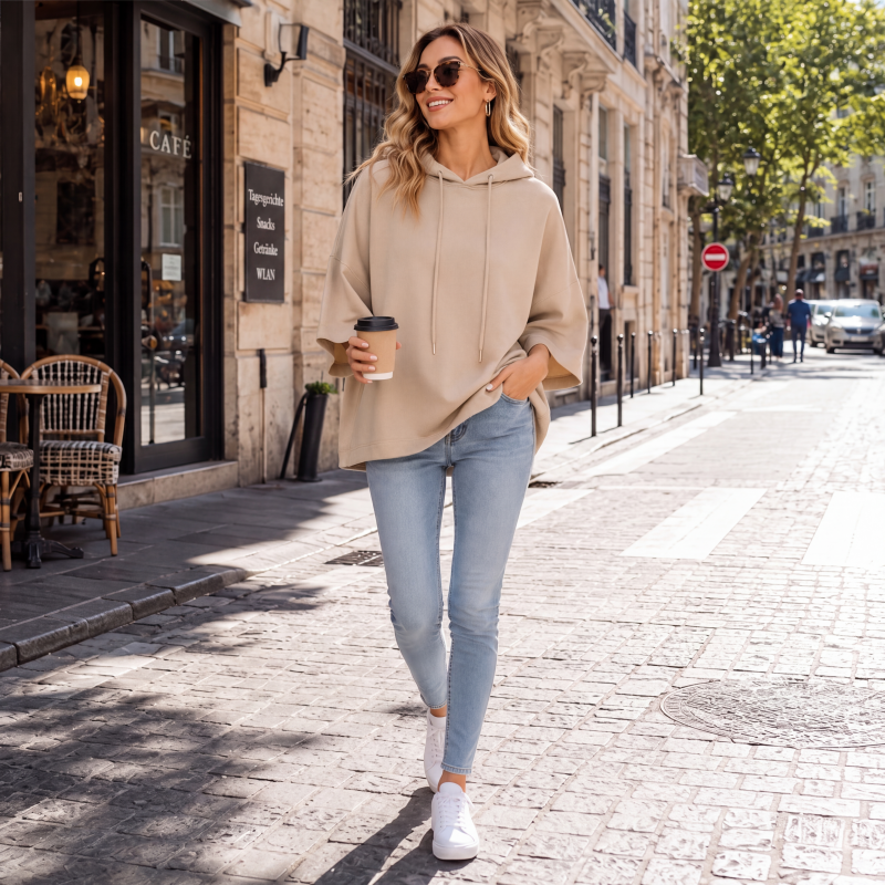 🧥 50 % RABATT – Damen Oversize Hoodie mit weitem Ärmel | Kuscheliger Komfort trifft auf modernen Casual-Look ✨