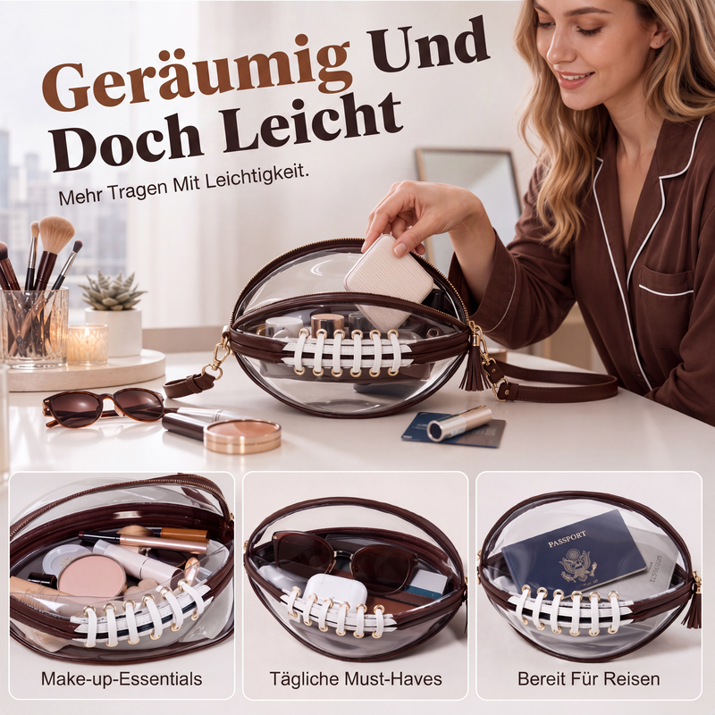 🏈 Klare Umhängetasche in Fußballform – Spieltags-Stil trifft auf Alltagstauglichkeit ✨