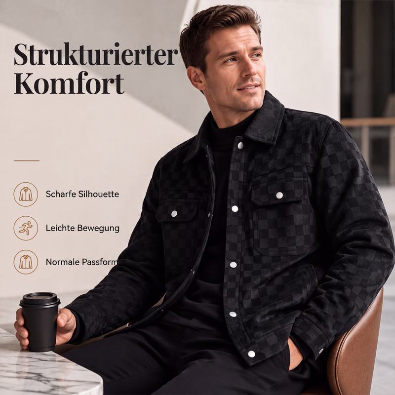 📢📢50%Rabatt!!!🎉✨Herrenjacke aus Kunstwildleder mit Schachbrettmuster