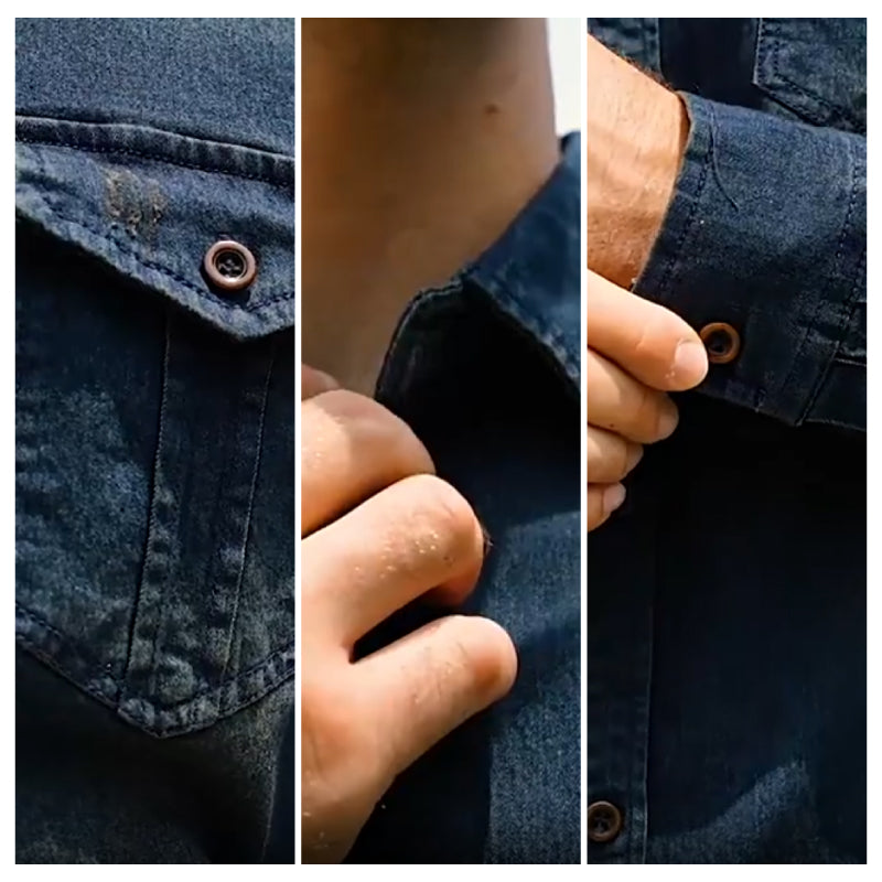 📢📢50%Rabatt!!!🎉✨Bügelfreies Herren-Jeanshemd mit Langarm