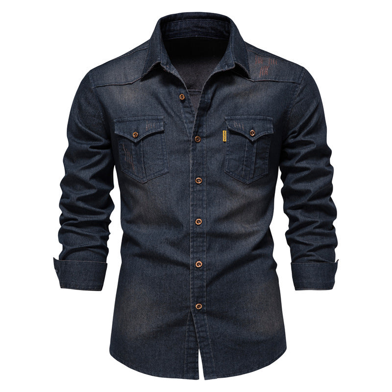 📢📢50%Rabatt!!!🎉✨Bügelfreies Herren-Jeanshemd mit Langarm