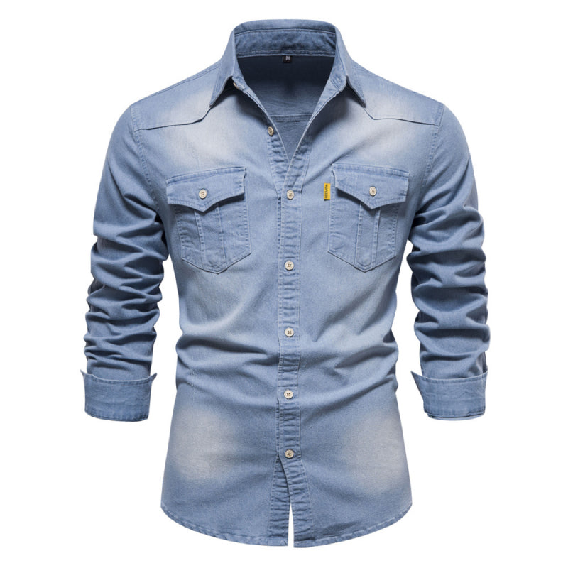 📢📢50%Rabatt!!!🎉✨Bügelfreies Herren-Jeanshemd mit Langarm