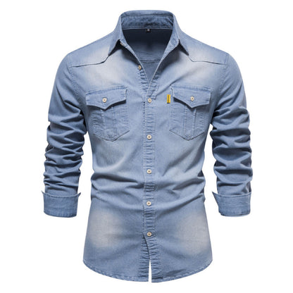 📢📢50%Rabatt!!!🎉✨Bügelfreies Herren-Jeanshemd mit Langarm