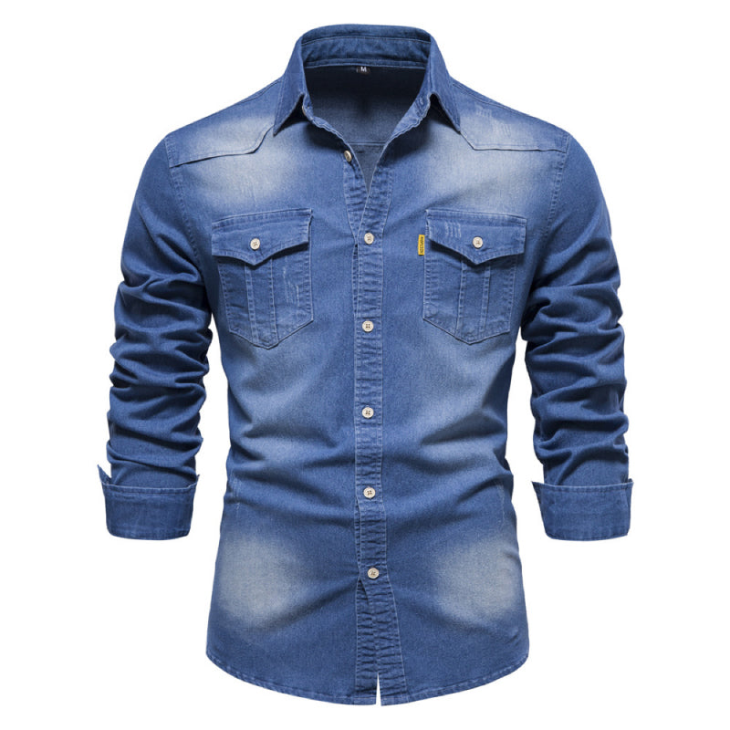 📢📢50%Rabatt!!!🎉✨Bügelfreies Herren-Jeanshemd mit Langarm