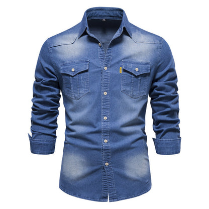 📢📢50%Rabatt!!!🎉✨Bügelfreies Herren-Jeanshemd mit Langarm