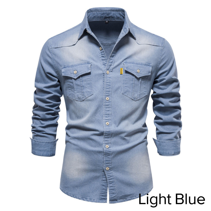 📢📢50%Rabatt!!!🎉✨Bügelfreies Herren-Jeanshemd mit Langarm