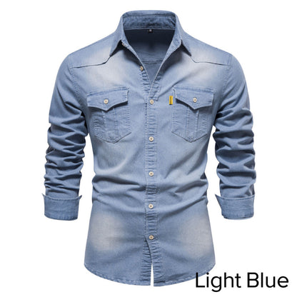 📢📢50%Rabatt!!!🎉✨Bügelfreies Herren-Jeanshemd mit Langarm