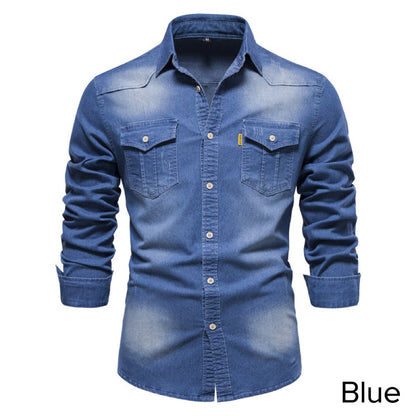 📢📢50%Rabatt!!!🎉✨Bügelfreies Herren-Jeanshemd mit Langarm